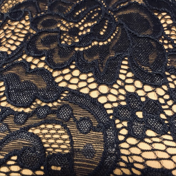 Crystal Doll 5 navy lace over nude halter mini dress - Picture 6 of 9